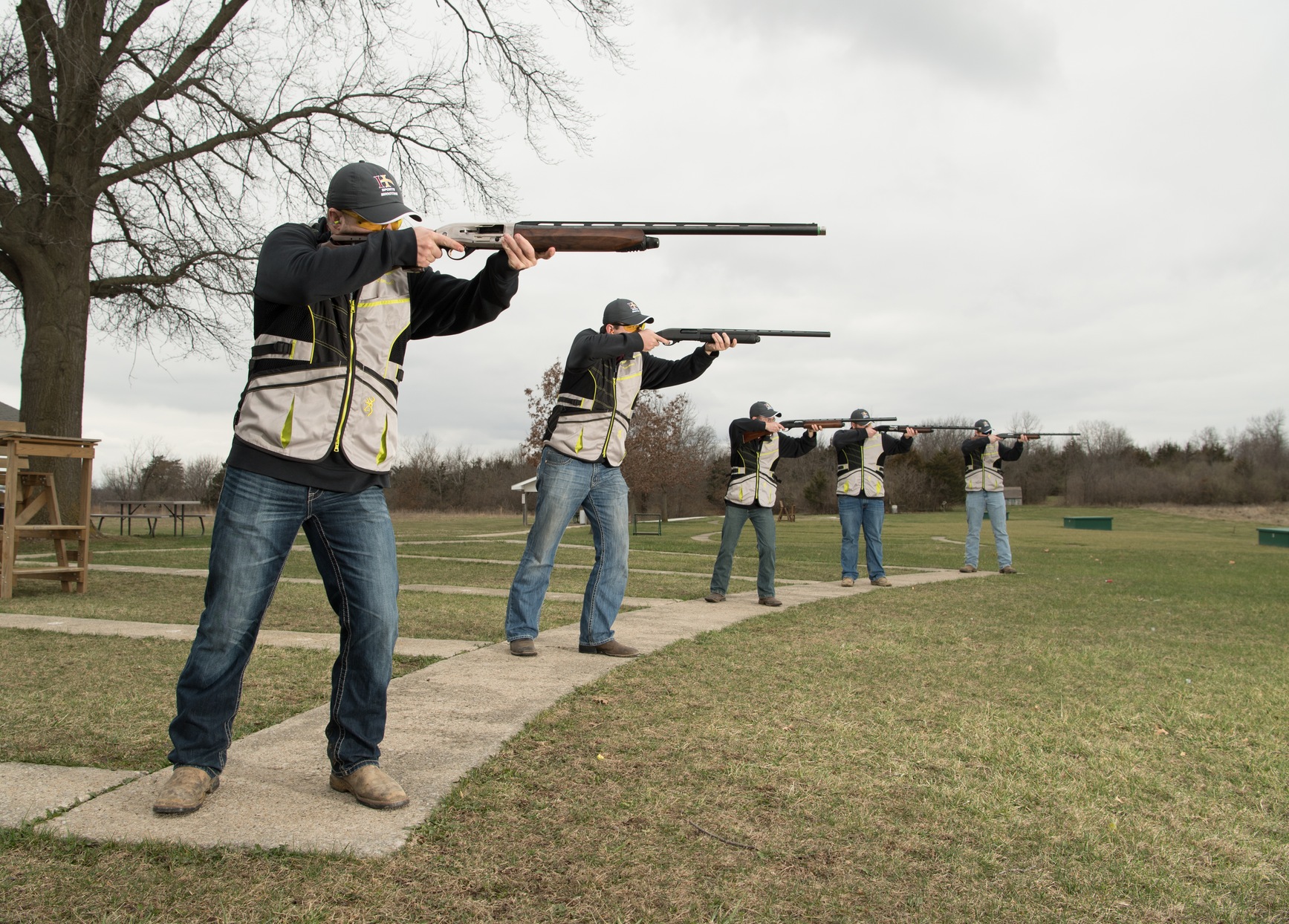 Sports shooting Team lined up to shoot